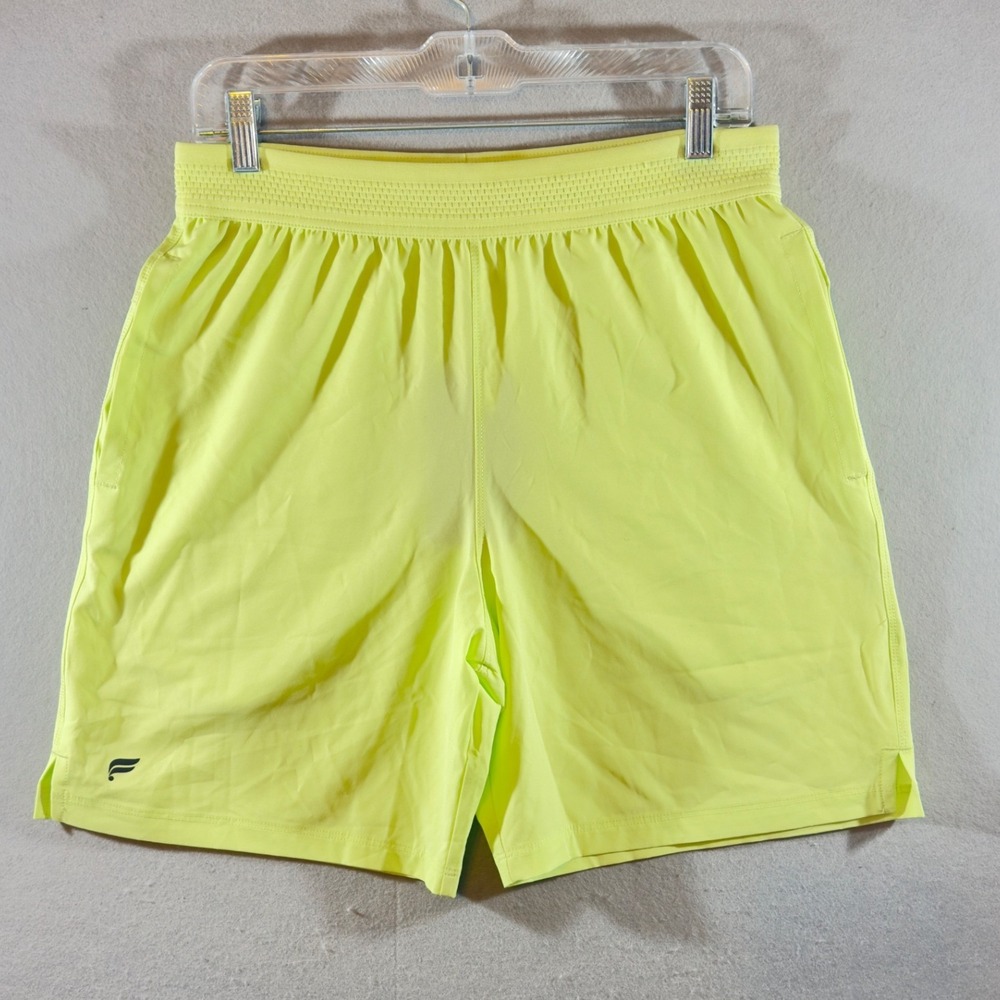 630 | NWT Fabletics Neon Yellow 7 Fundamental Workout Shorts Men's Small‎